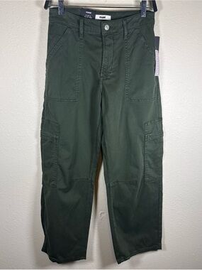 Mavi Vinnie Barrel Leg Cropped Twill Cargo Pants Green 24x27 High Rise Baggy